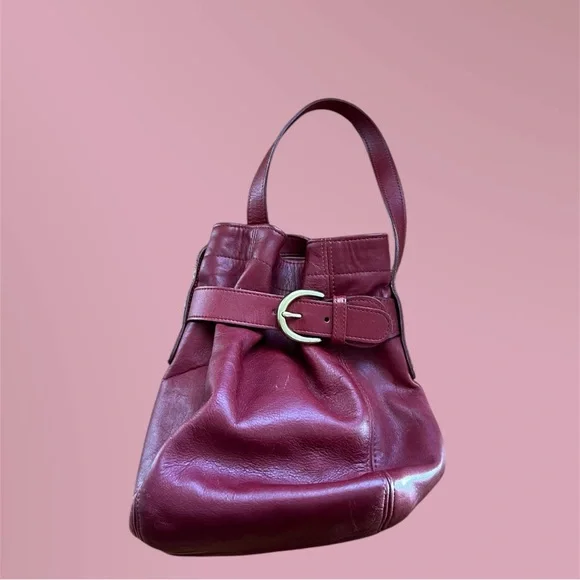👜COACH: Burgundy vintage, Legacy belted SoHo crossbody bucket bag, #4156. - Picture 1 of 15